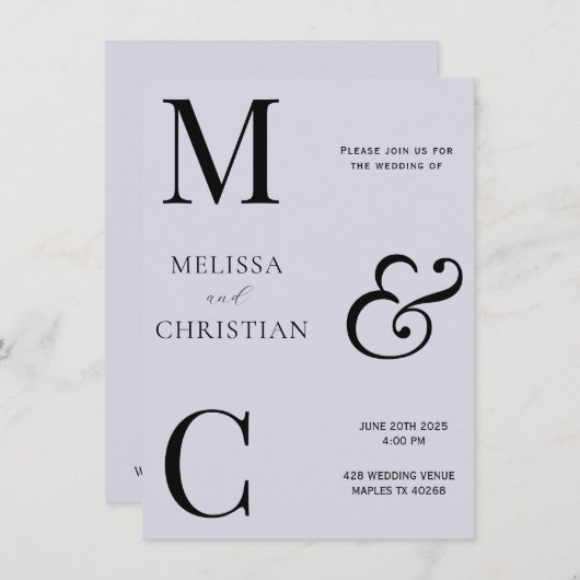 Moderne Einladung zur Hochzeit (Vorne/Hinten)