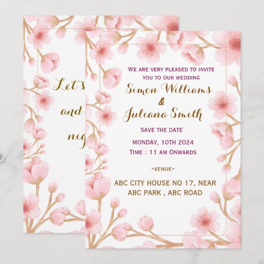 Moderne Einladung zur Hochzeit (Vorne/Hinten)