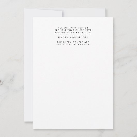 Moderne Einladung zur Hochzeit (Rückseite)