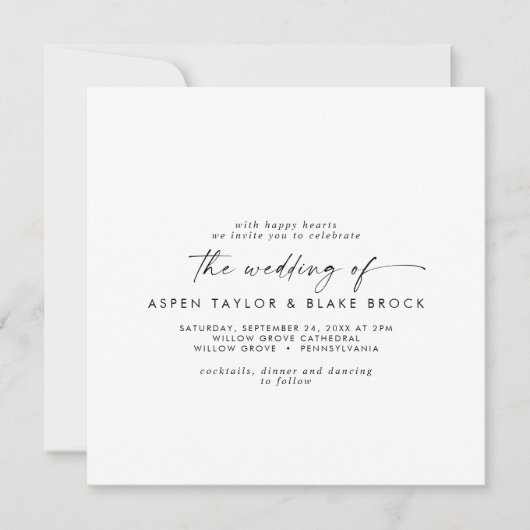 Moderne Einladung zur Hochzeit am Skriptplatz (Vorderseite)