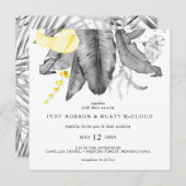 Moderne Einladung zur Hochzeit am Tropischen Platz (Vorne/Hinten)