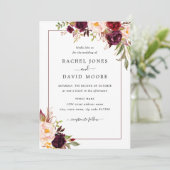 Moderne Einladung zur Hochzeit in Burgund (Stehend Vorderseite)