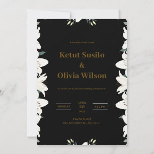 Moderne Einladung zur Hochzeit in Schwarz und Gold