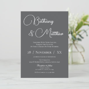 Moderne Einladung zur Hochzeit in Weiß und Grau