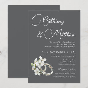 Moderne Einladung zur Hochzeit in Weiß und Grau