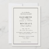 Moderne Einladung zur Hochzeit in Weiß und Schwarz (Vorderseite)