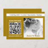 Moderne Einladung zur Hochzeit, QR-Code, Foto, Gol (Vorne/Hinten)