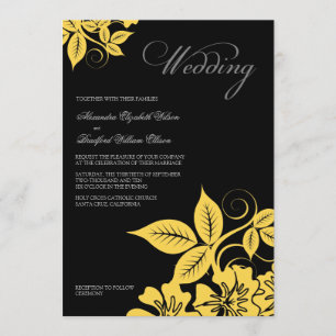 Moderne Einladung zur Hochzeit von Gelb und Schwar