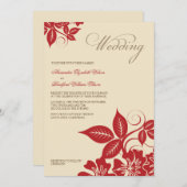 Moderne Einladung zur Hochzeit von Rot und Creme (Vorne/Hinten)