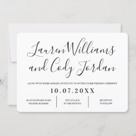 Moderne Einladung zur Hochzeit von weißen und schw