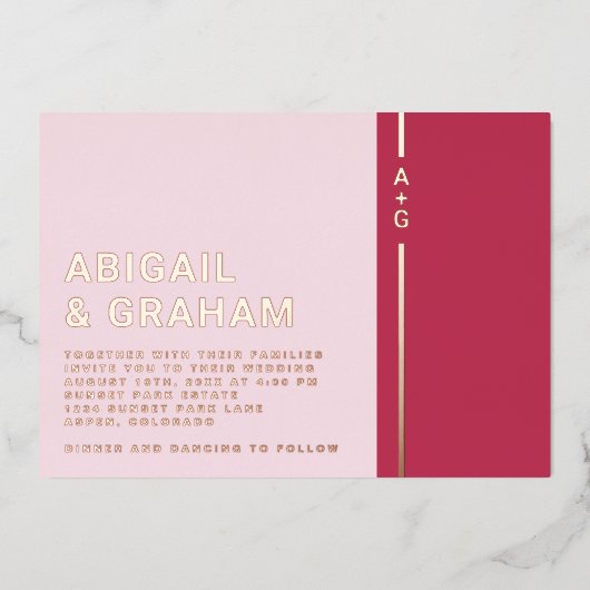 Moderne Einladung zur Hochzeitsfeier (Vorderseite)