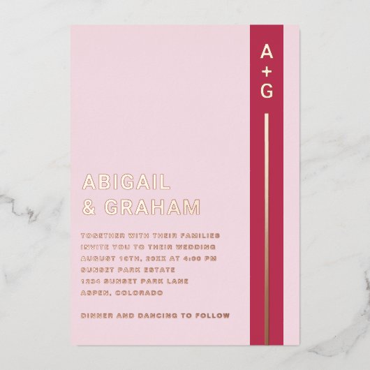 Moderne Einladung zur Hochzeitsfeier (Vorderseite)