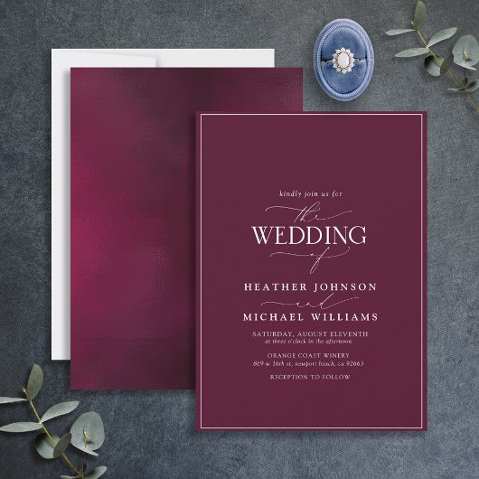 Moderne Einladung zur Hochzeitsfeier in Burgund