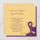 Moderne Einladung zur Lila Hochzeit und Goldene Ho (Vorne/Hinten)