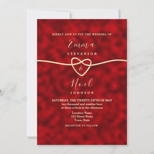 Moderne Einladung zur Red Gold Hochzeit (Vorderseite)