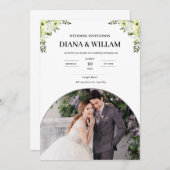 Moderne Einladung zur White Wedding (Vorne/Hinten)