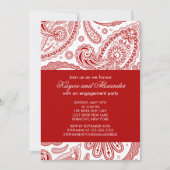 Moderne Einladungen der Red Paisley Engagement Par (Vorderseite)