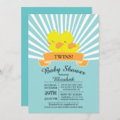 Moderne Einladungen für die Duck Twin Baby Shower (Vorne/Hinten)