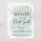 Moderne Einladungen mit grünen und goldenen Dusche (Vorne/Hinten)