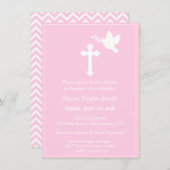 Moderne Einladungen zu Rosa Kreuz und Taube (Vorne/Hinten)