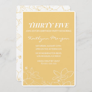 Moderne Einladungen zum 35. Geburtstag Brunch Gelb