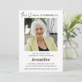 Moderne Einladungen zum 91. Geburtstag für ihr Fot (Stehend Vorderseite)
