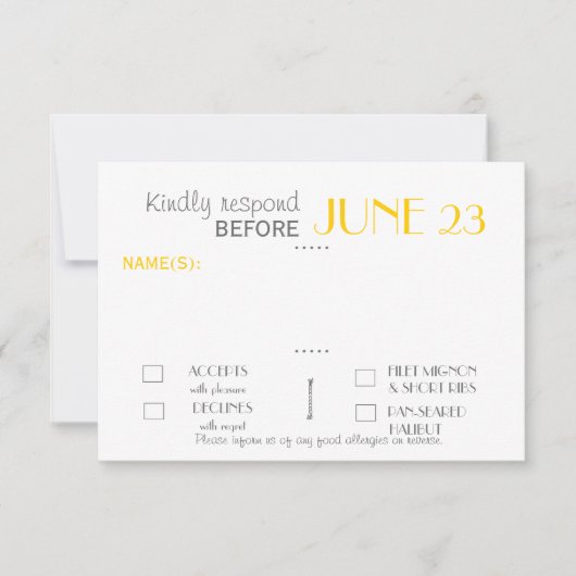 Moderne Einladungs Suite Response Card RSVP Karte (Vorderseite)