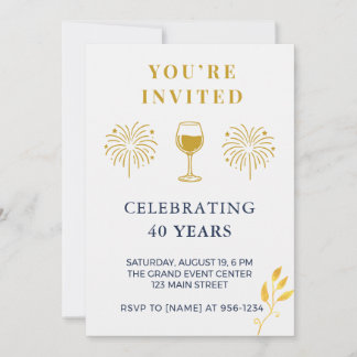 Moderne Einladungskarte zum 40. Geburtstag Einladung
