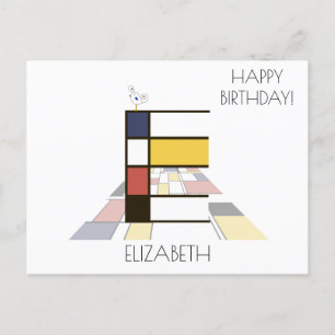 Moderne Einletter-Monogramme im Kunststil. Buchsta Postkarte