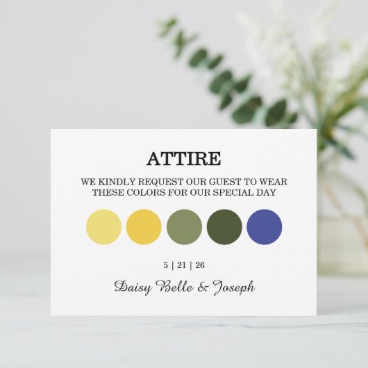 Moderne Eintrittskarte für die Hochzeitskleidung Karte (Stehend Vorderseite)