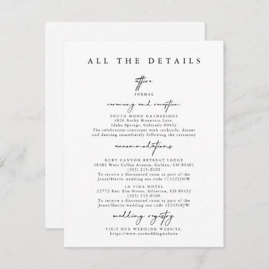 Moderne Eintrittskarten für einfache Hochzeiten Einladung (Vorne/Hinten)