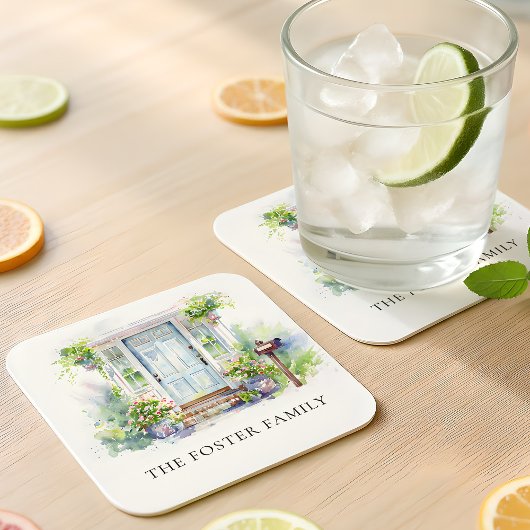 Moderne Einweihungsparty Einfache Wasserfarbe Rechteckiger Pappuntersetzer
