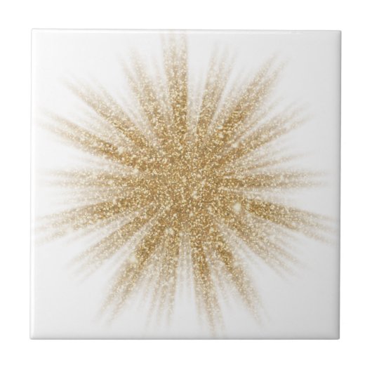 Moderne einzelne goldene Sternenexplosion Fliese (Vorderseite)