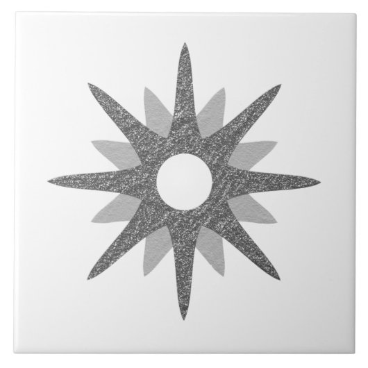Moderne Einzelne Silber-Sternenexplosion Mitte des Fliese (Vorderseite)