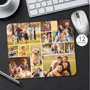 Moderne einzigartige 12-Foto-Collage Mousepad