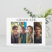 Moderne Einzigartige 4-Foto-Graduierungspartei Einladung (Stehend Vorderseite)