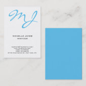 Moderne einzigartige blaue weiße Profi-Monogramm Visitenkarte (Vorne/Hinten)