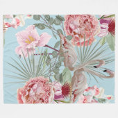 Moderne, einzigartige Blumen mit Flamingo blau und Fleecedecke (Vorderseite (Horizontal))