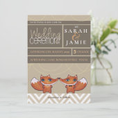 Moderne, einzigartige Füchse Hochzeitscoupe laden  Einladung (Stehend Vorderseite)