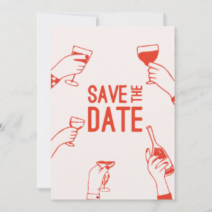 Moderne, einzigartige funky red Save the Date Wedd Einladung