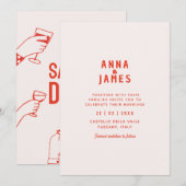 Moderne, einzigartige funky red Save the Date Wedd Einladung (Vorne/Hinten)