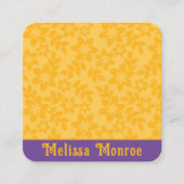 Moderne, einzigartige gelbe Mustard- und violette Quadratische Visitenkarte (Vorderseite)