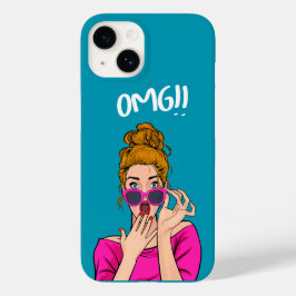 Moderne, einzigartige Girl Pop Art vibran blau pin Case-Mate iPhone 14 Hülle
