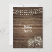 Moderne einzigartige Holz Rustikale Mason Jar Baby Einladung (Rückseite)