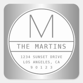 Moderne, einzigartige Imitate Silver Gray Address  Quadratischer Aufkleber