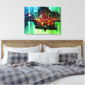 Moderne, einzigartige, lebendige Abstrakte Rot-Sch Leinwanddruck (Insitu (Schlafzimmer))
