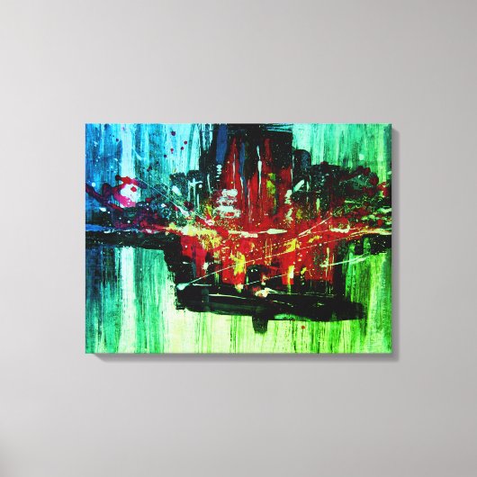 Moderne, einzigartige, lebendige Abstrakte Rot-Sch Leinwanddruck (Vorderseite)