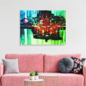 Moderne, einzigartige, lebendige Abstrakte Rot-Sch Leinwanddruck (Insitu (Wohnzimmer))