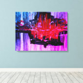 Moderne, einzigartige, lebendige Rot-Schwarz-Blau Leinwanddruck (Insitu (Holzboden))