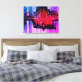 Moderne, einzigartige, lebendige Rot-Schwarz-Blau Leinwanddruck (Insitu (Schlafzimmer))